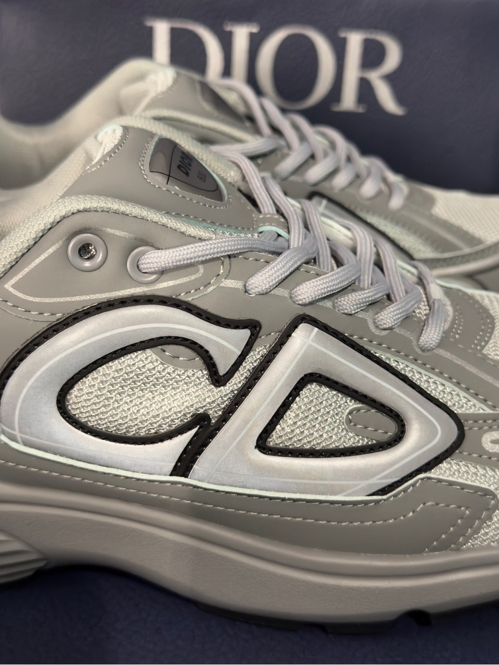 Dior white / Gray B30 Mesh Sneakers - Picture 6 of 11